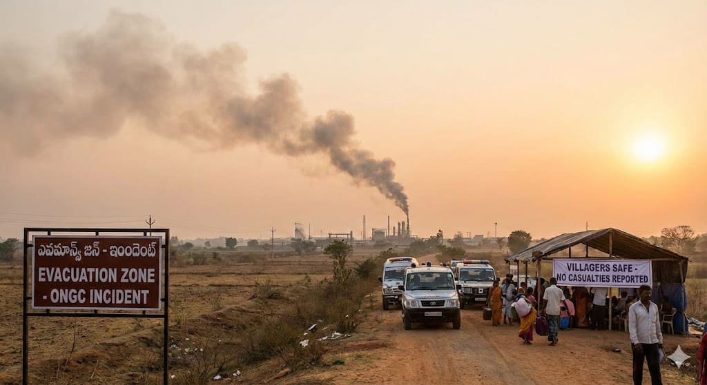 ONGC Gas Leak Fire in Andhra Pradesh